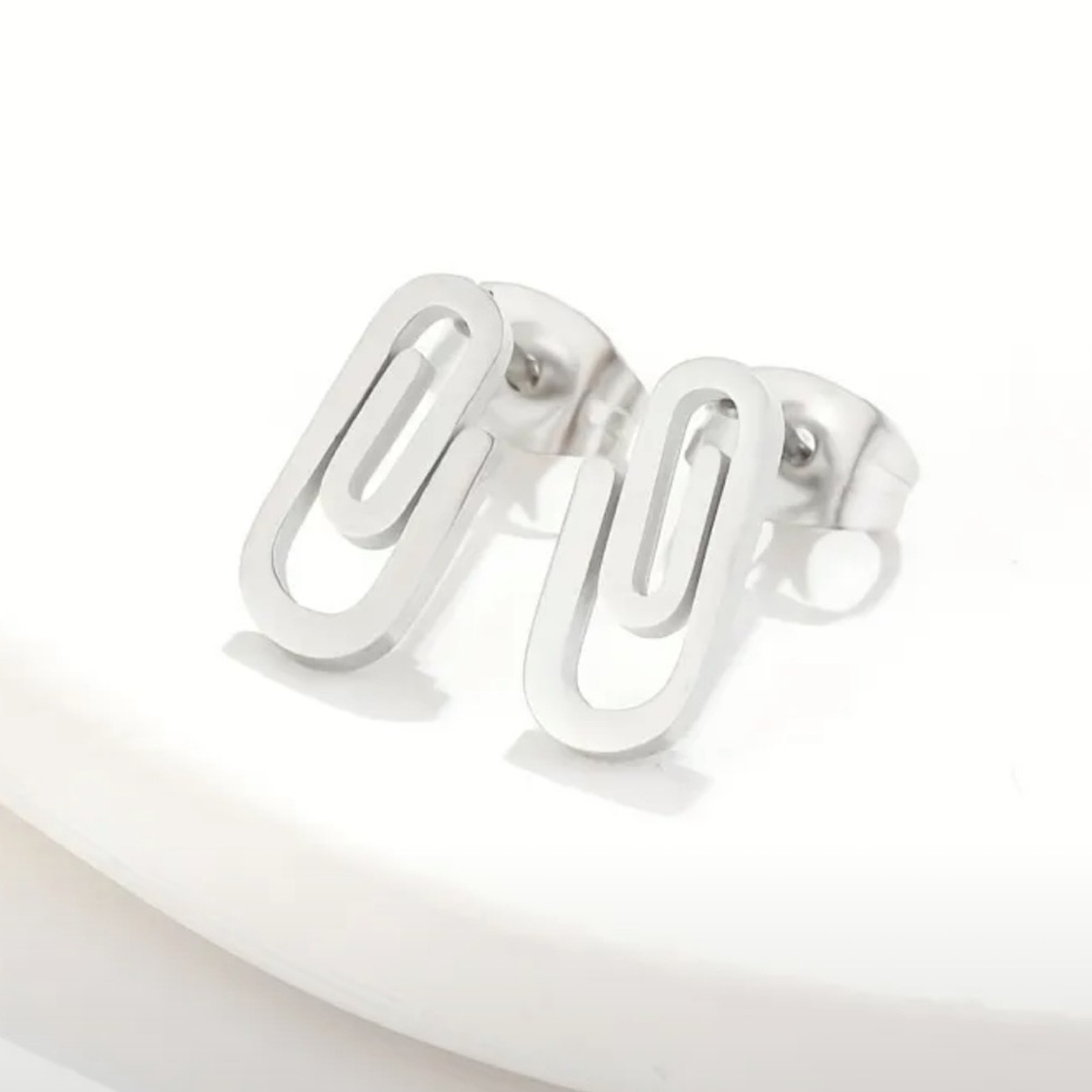 Stainless steel Minimalist Silver Clip-On Earrings unisex